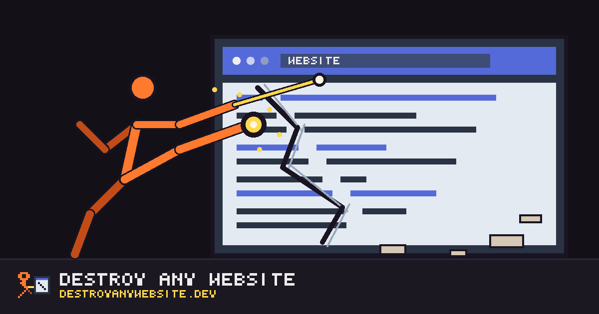 A stickman kicking a cracked browser window